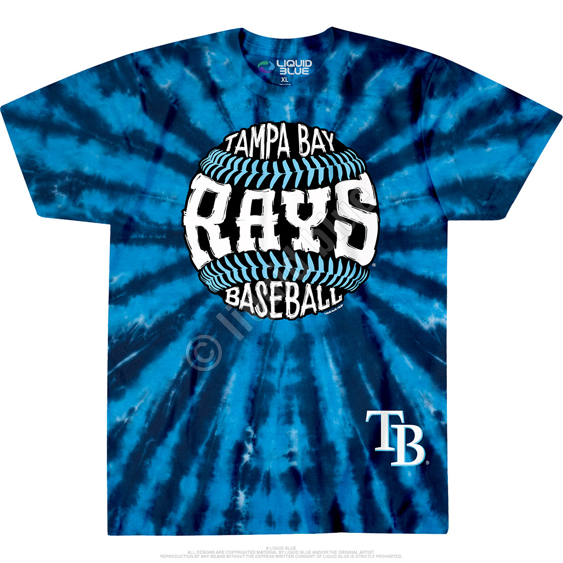 MLB Tampa Bay Rays Burst TieDye TShirt Tee Liquid Blue