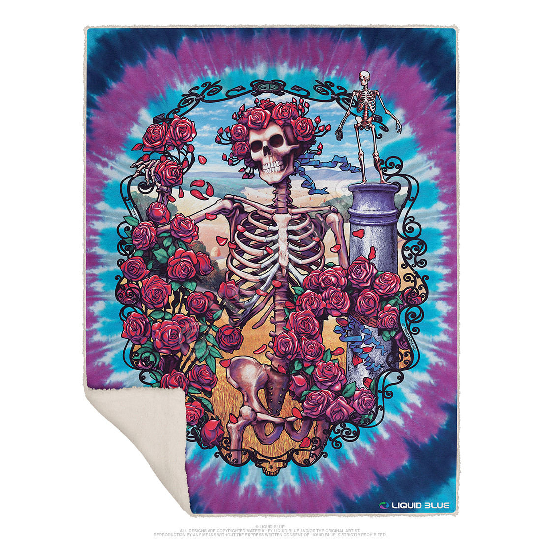 Grateful Dead 30th Anniversary Fleece Throw Blanket Liquid Blue