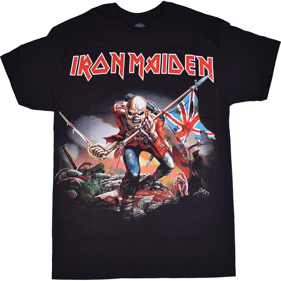 Iron Maiden Trooper Black T-Shirt Tee Liquid Blue