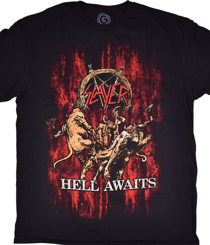 Slayer Awaits Blood Black T-Shirt Tee