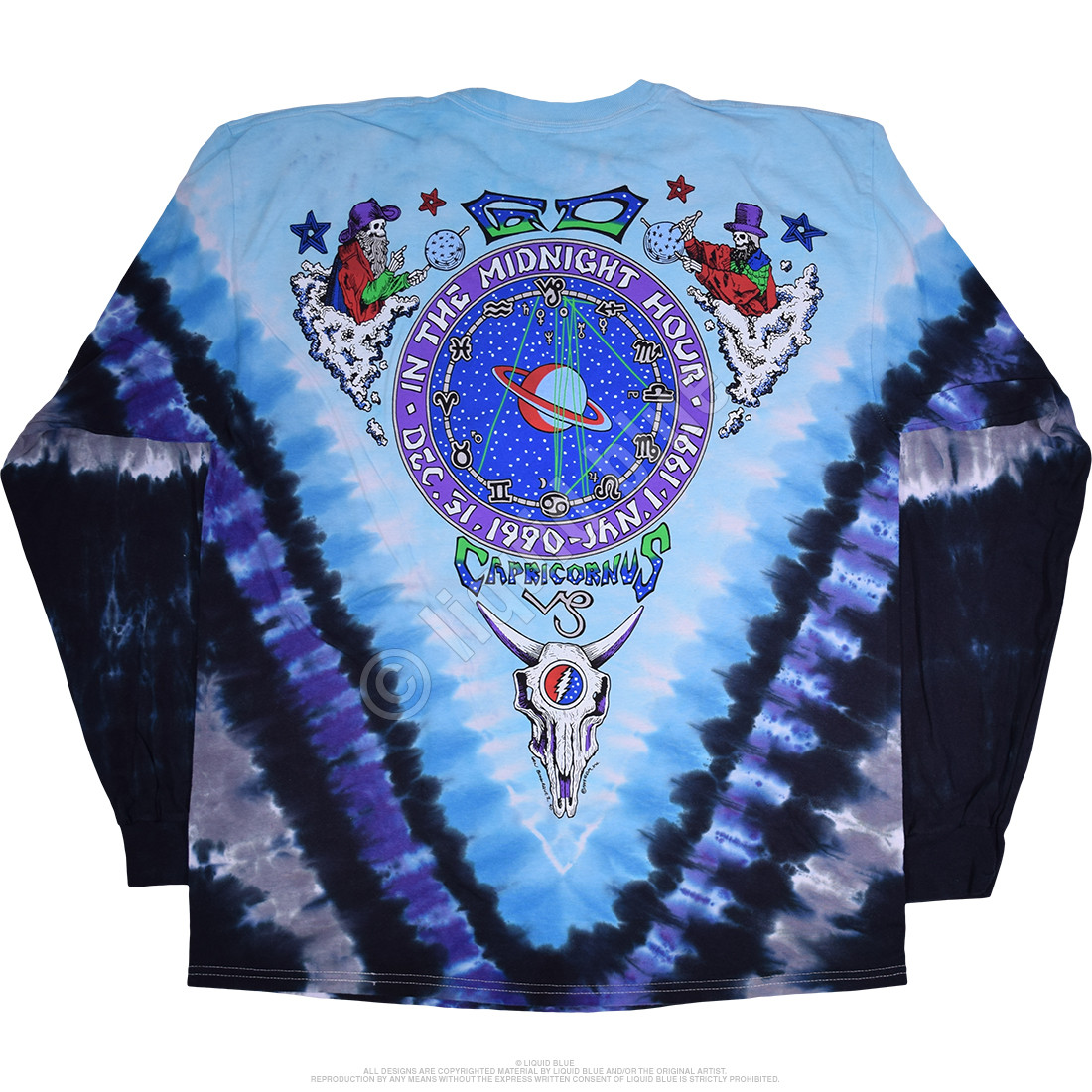 Grateful Dead Midnight Hour TieDye Long Sleeve TShirt Tee Liquid Blue