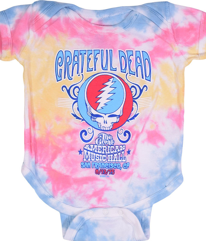 Grateful Dead American Music Hall Spiral Tie-Dye Onesie Liquid Blue