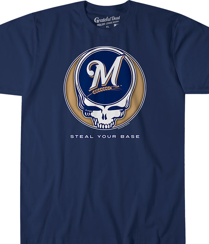 MLB Milwaukee Brewers GD Steal Your Base Navy Athletic T-Shirt Tee Liquid Blue