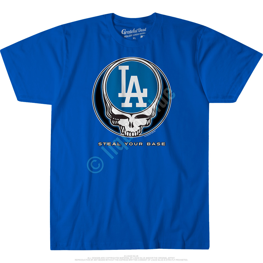 Mlb Los Angeles Dodgers Gd Steal Your Base Blue Athletic T Shirt Tee