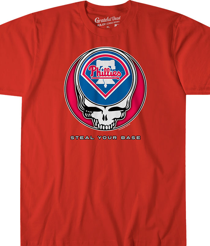 PHILADELPHIA PHILLIES STEAL YOUR BASE RED ATHLETIC T-SHIRT