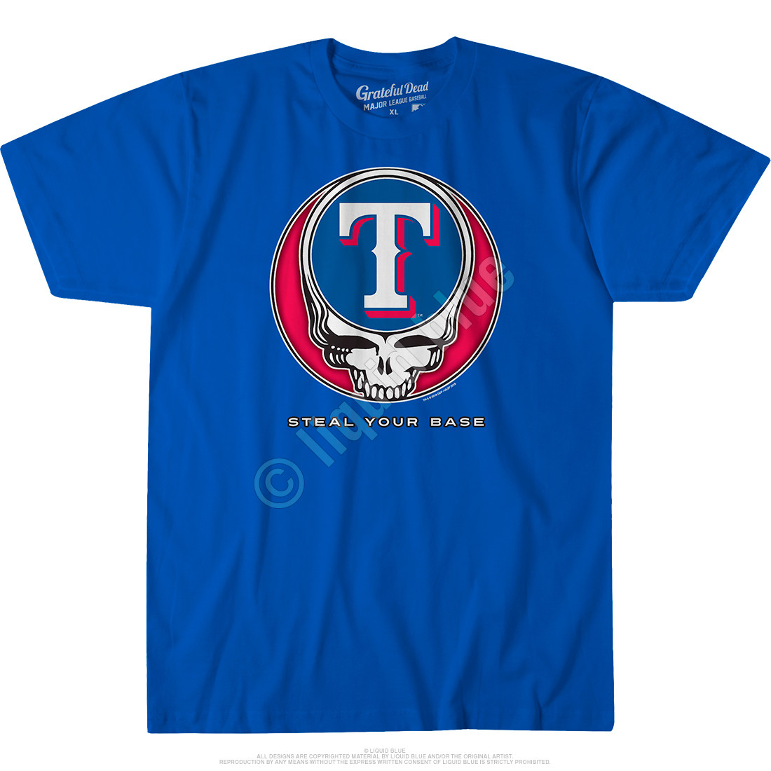 MLB Texas Rangers GD Steal Your Base Blue Athletic T-Shirt Tee Liquid Blue