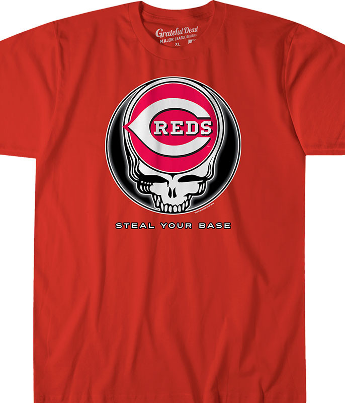 CINCINNATI REDS STEAL YOUR BASE RED ATHLETIC T-SHIRT