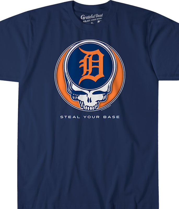 MLB Detroit Tigers GD Steal Your Base Navy Athletic T-Shirt Tee Liquid Blue