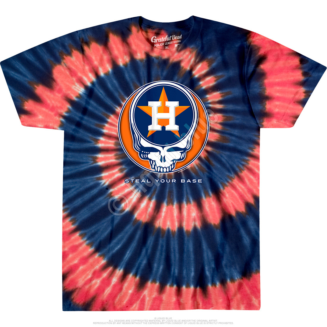 MLB Houston Astros GD Steal Your Base TieDye TShirt Tee Liquid Blue