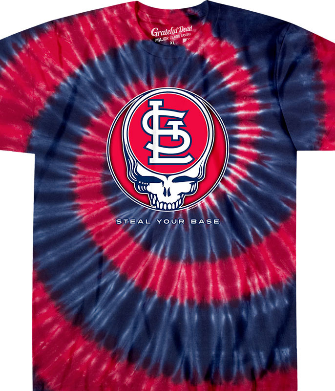 MLB St. Louis Cardinals GD Steal Your Base Tie-Dye T-Shirt Tee Liquid Blue