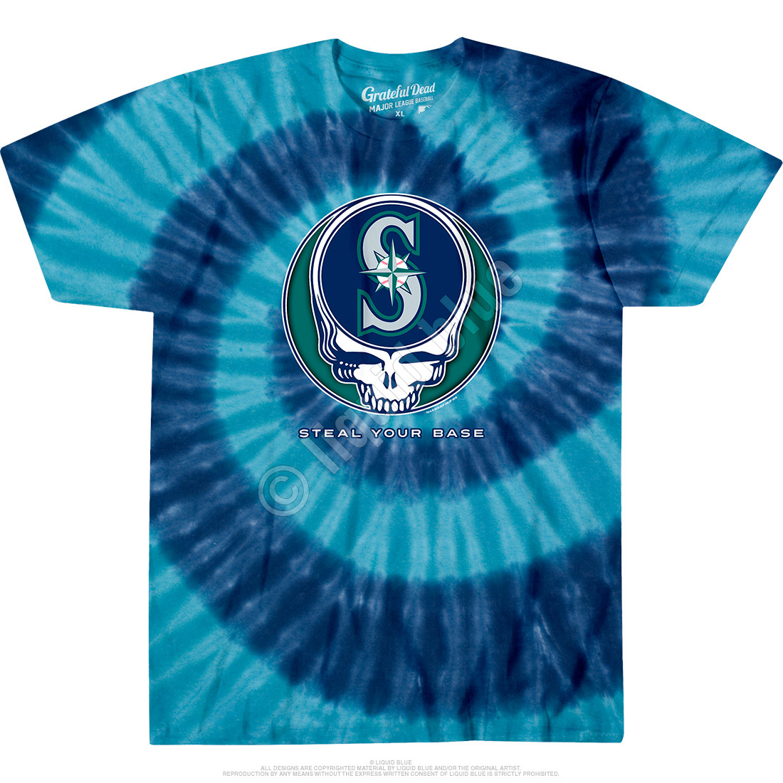 MLB Seattle Mariners GD Steal Your Base TieDye TShirt Tee Liquid Blue