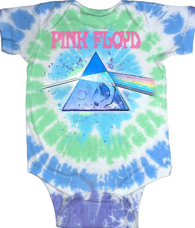 Pink Floyd Dark Side Oil Paint Tie-Dye Onesie Liquid Blue