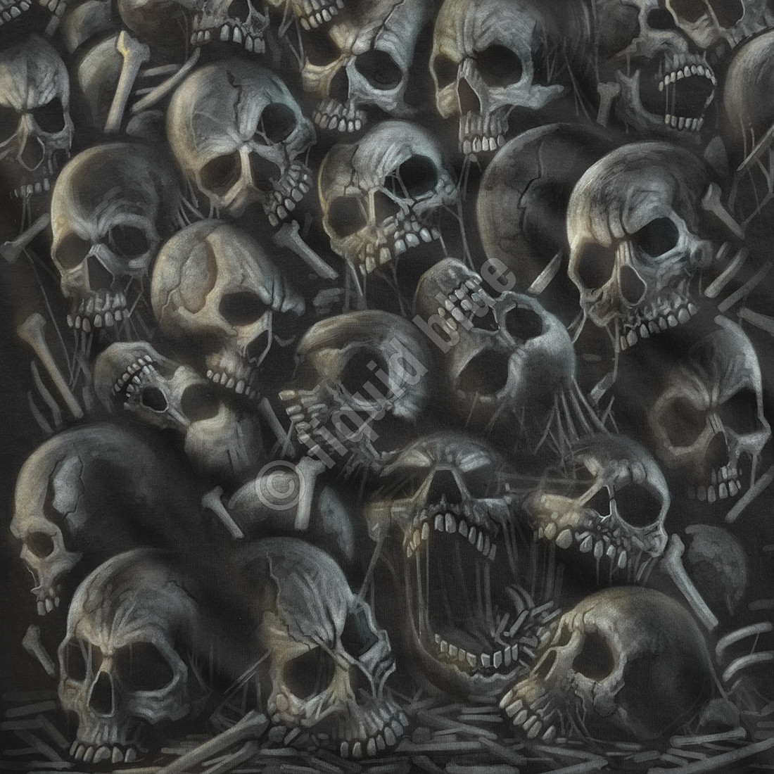 All Over Skulls Black T Shirt