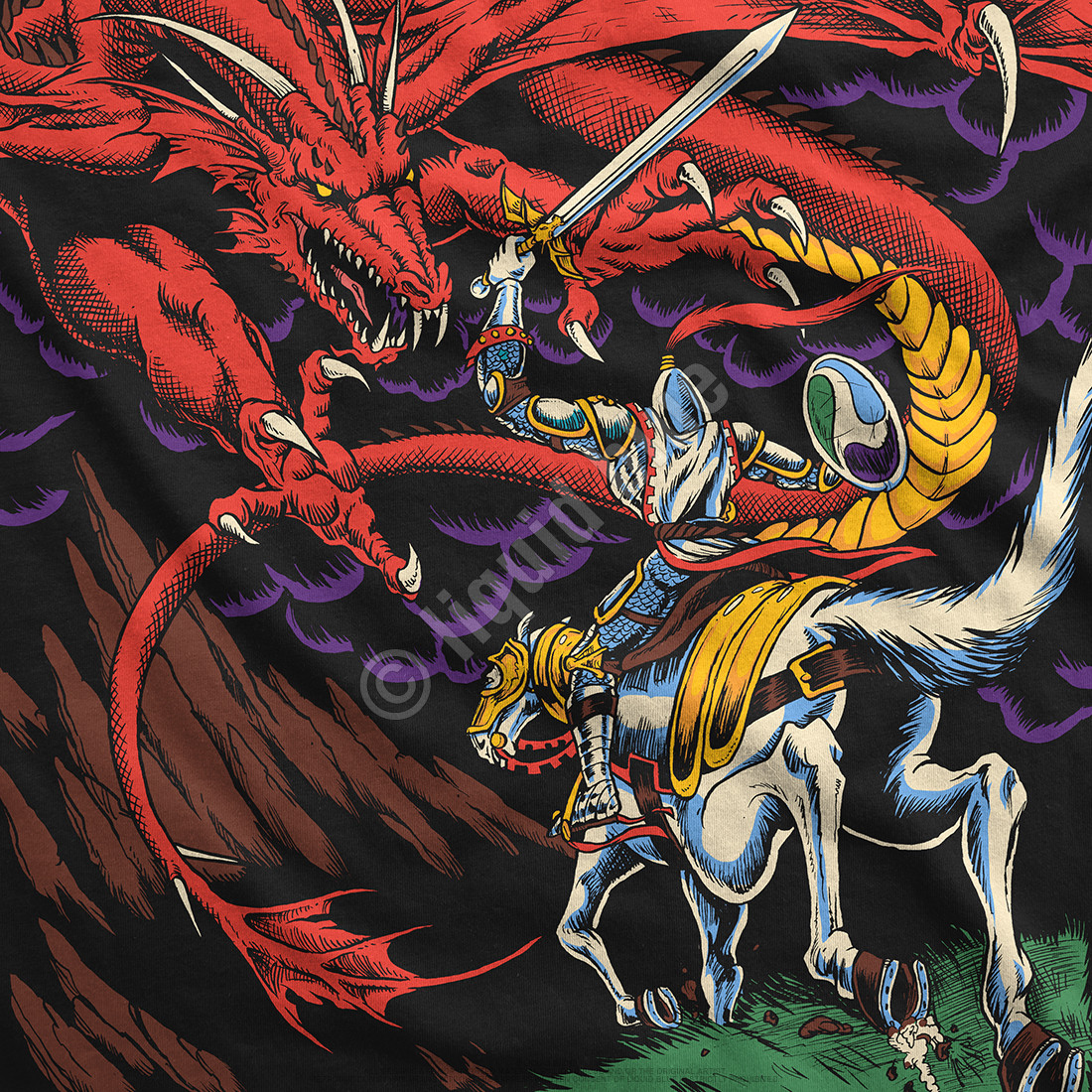 Dark Fantasy Dragon Black T Shirt Tee Liquid Blue Dark Fantasy Dragon Black T Shirt Tee Liquid Blue