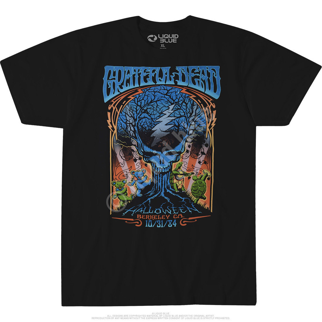 Grateful Dead Halloween Dead Black Athletic T-Shirt Tee Liquid Blue