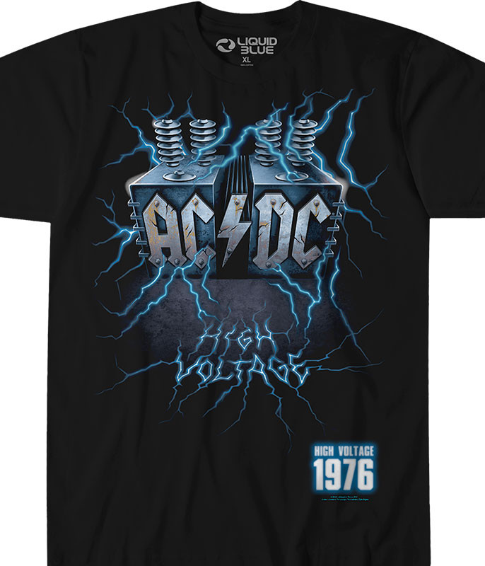 AC/DC Live Wire Black T-Shirt Tee Liquid Blue