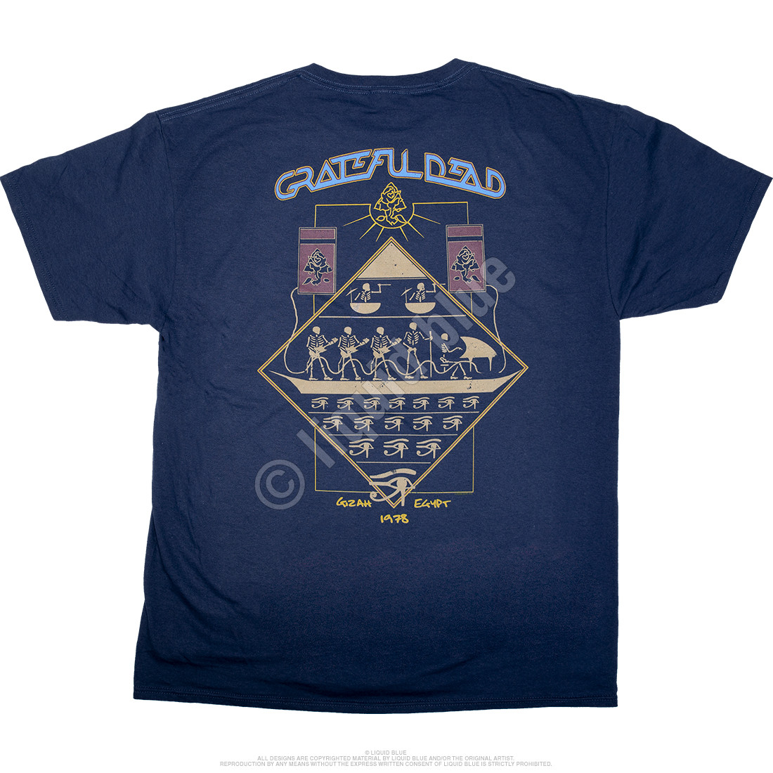 Grateful Dead Egyptian Crew Navy TShirt Tee Liquid Blue