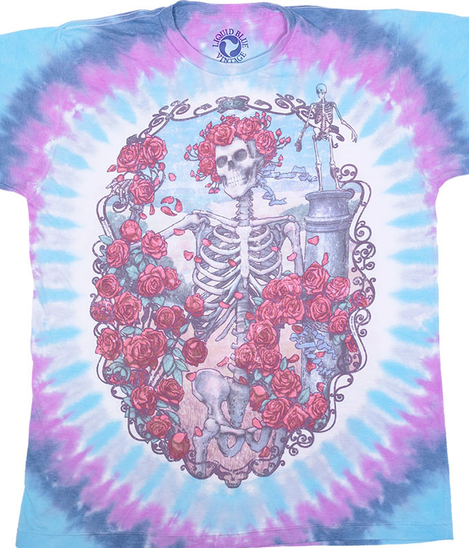 Grateful Dead Vintage 30th Anniversary Poly-Cotton Tie-Dye T-Shirt Tee Liquid Blue