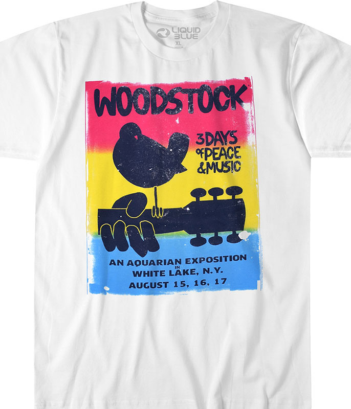 Woodstock White Lake White Athletic T-Shirt Tee Liquid Blue