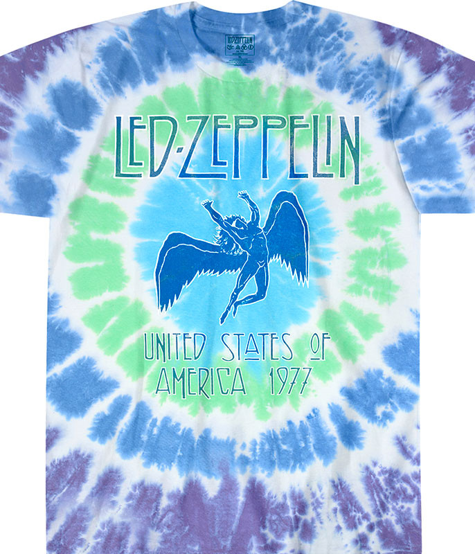 Led Zeppelin Ramble On Tie-Dye T-Shirt Tee Liquid Blue