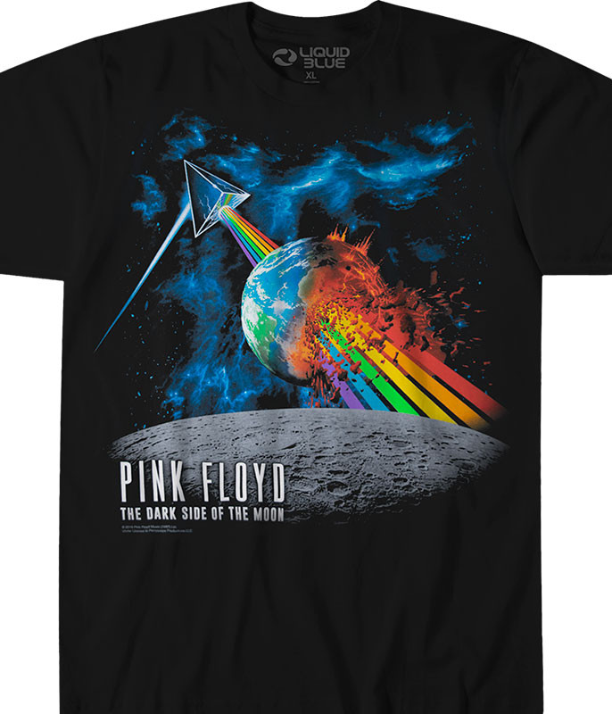 Pink Floyd Rainbow Attack Black T-Shirt Tee Liquid Blue