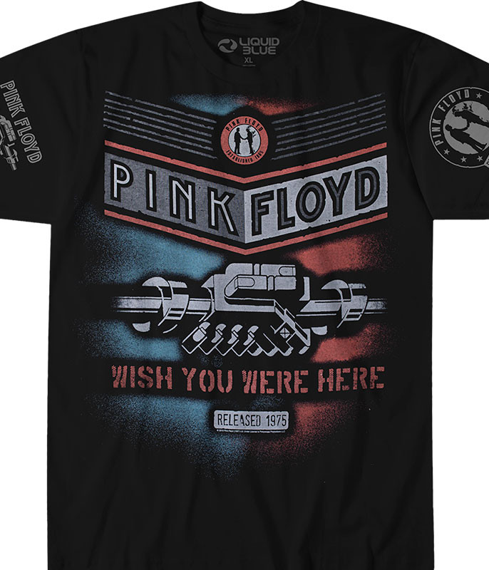 Pink Floyd WYWH Released 1975 Black T-Shirt Tee Liquid Blue