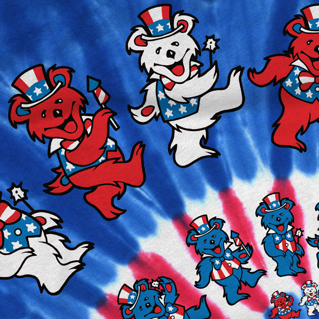 Spiral Patriotic Bears Tie-Dye T-Shirt
