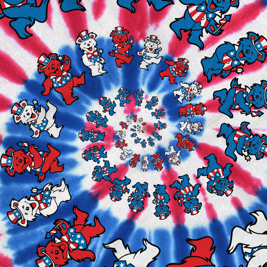 Spiral Patriotic Bears Tie-Dye T-Shirt