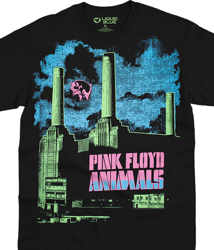 Pink Floyd Animals Blacklight Black T-Shirt Tee Liquid Blue