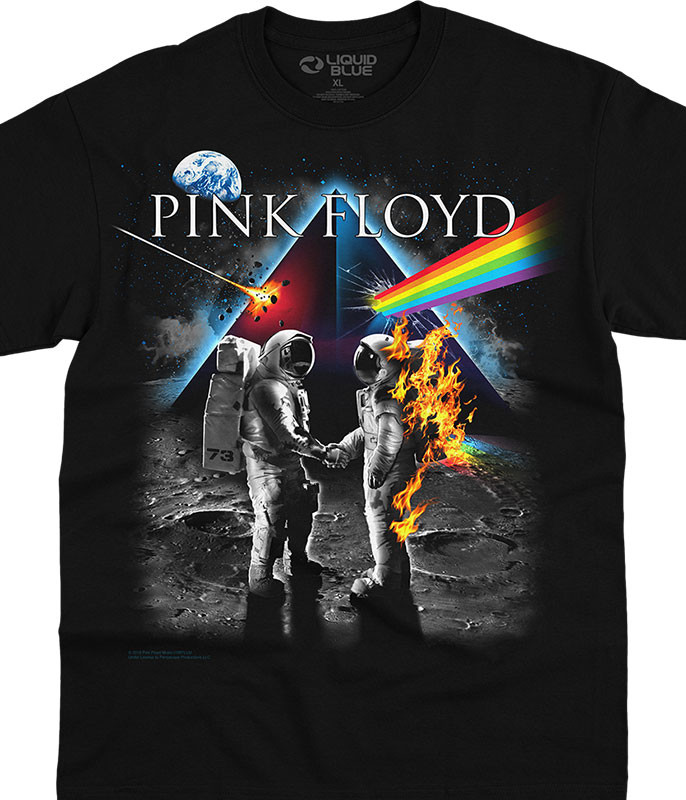 Pink Floyd Bright Side of the Moon Black Athletic T-Shirt Tee Liquid Blue