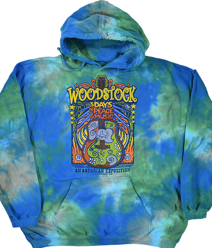 Woodstock Music Festival Tie-Dye Hoodie Liquid Blue