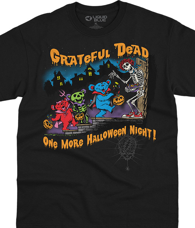 Grateful Dead Halloween Night Black T-Shirt Tee Liquid Blue