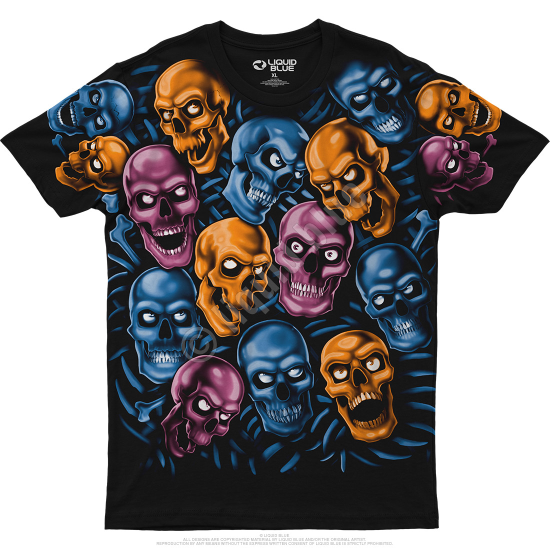 liquid blue skull pile hoodie