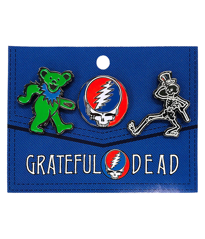 Grateful Dead Grateful Dead 3 Pack Enamel Pin Set Liquid Blue