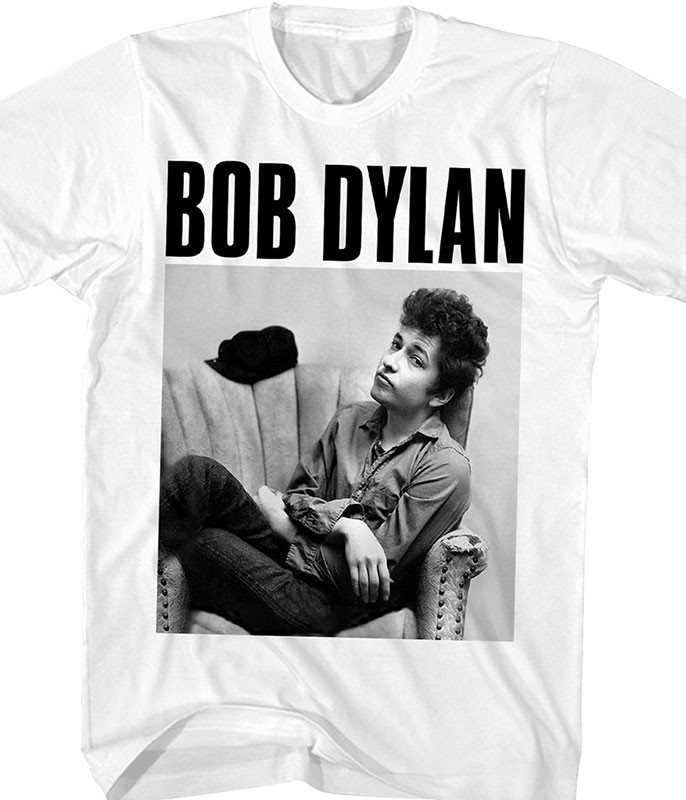 Bob Dylan Sitting White T-Shirt Tee