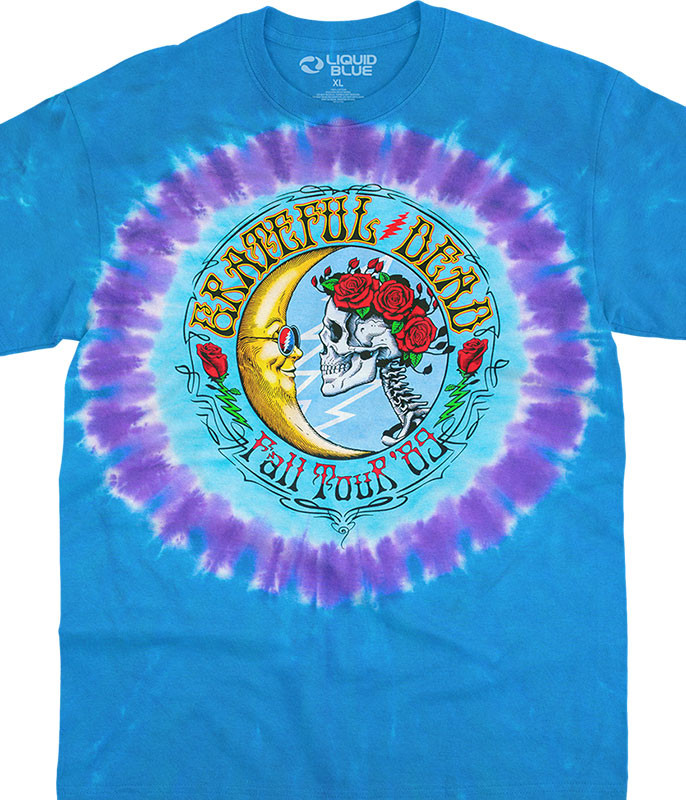 Grateful Dead Lunar Dead Fall Tour 1989 Tie-Dye T-Shirt – Liquid Blue – Men's S-2XL
