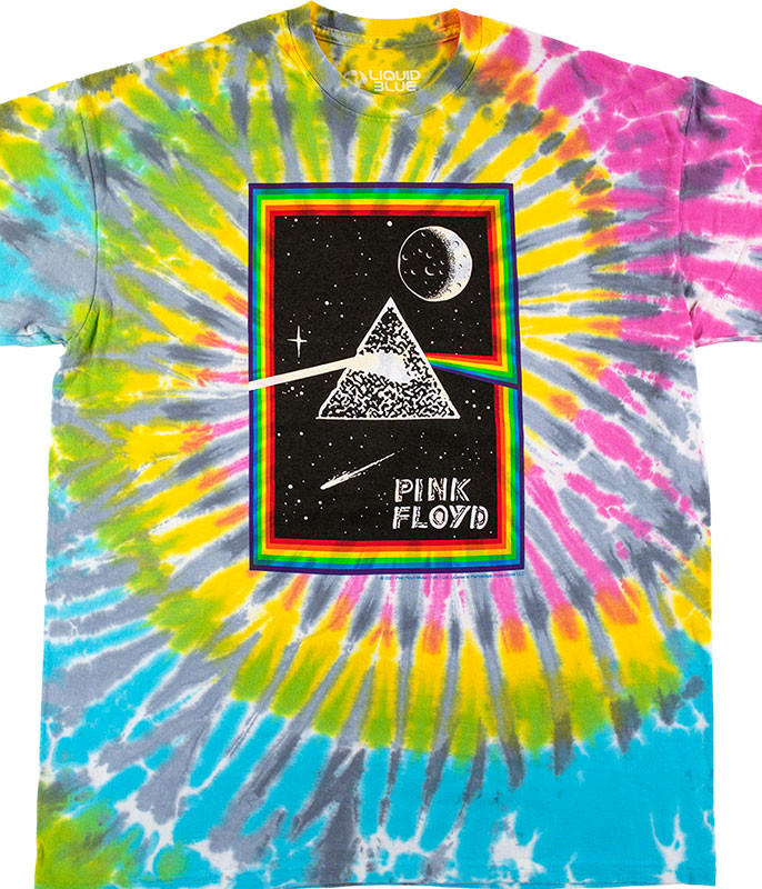 Pink Floyd Prism Moon Tie-Dye T-Shirt Tee Liquid Blue