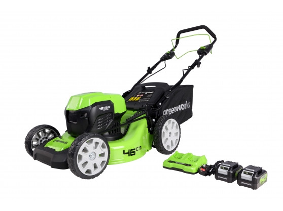 greenworks 24v 18 self propelled battery powered lawn mower green