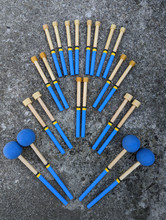 Lucian themed Steelband Mallet Package consists of 4 lead/tenor mallets, 3 Double Second mallets, 2 Guitar/Cello mallets, and 2 6Bass mallets. 