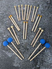 Econo themed Steelband Mallet Package consists of 4 lead/tenor mallets, 3 Double Second mallets, 2 Guitar/Cello mallets, and 2 6Bass mallets. 
