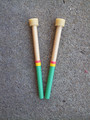 Rasta themed double second wood mallets