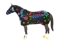 Whether you are a collector or just love model horses, these cute sets, by Sleazy Sleepwear for Horses™ fit most of the standard size model horses. They are available in all of the current solids, prints and foils that Sleazy Sleepwear offers. Set includes Hood and Sheet.