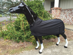 Miniature fleece stretch sheets by Sleazy Sleepwear for Horses can be used alone or with a hood.  Sleazy Mini Sheets are made of polyester and spandex.  All Sheets are reinforced along the back to prevent over-stretching and include a fleece lined adjustable neck. Sleazy Stretch Sheets have adjustable rear leg straps with snap hook closures.   The fleece sheets come in Black only.  Available in 5 sizes.  Size is determined by girth measurement in inches.

 

* NOTE: All Miniature Horse products made by Sleazy Sleepwear for Horses, are sewn with the seams on the outside of the garment to help keep a smooth coat.
     