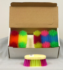 Assorted Rainbow Colored Dandy Brushes.  Each brush measures 6".  Brush colors will vary.