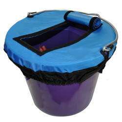 Blue E-Z Access Bucket Tops have a super duper handy Velcro lined flap that easily opens for quick or repetitive access to the contents.  An extra Velcro strip holds the flap open and out of your way.  Made with 840 denier waterproof nylon , they are durable and functional.

E-Z Access Bucket Tops comes in 2 sizes.  They fit any shape bucket within their respective sizes.

Available in either Black, Blue or Green.

Small (8 Quart)  or  Large (5 Gallon)
