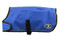 Royal Blue Windhorse Dog Coats are the perfect way to keep your dog warm and dry. These coats are constructed with a premium quality medium denier waterproof, windproof, and breathable polyester canvas outer shell. The lining is made with a soft poly 70 denier lining. They feature a seamless back design and contoured fit.  Application is simple and secure using a wide velcro closure in front with generous adjustability, and an elastic belly strap with an adjustable slide  and velcro closure.  With 6 sizes to choose from, you will be sure to find the right one for your favorite Dog.

Sizes XXS - MED allows the use of a harness with a "Button Hole" design.

For added safety, these coats feature a reflective stitching sewn into the black binding.  An embroidered Windhorse logo patch is on the left hind leg panel.