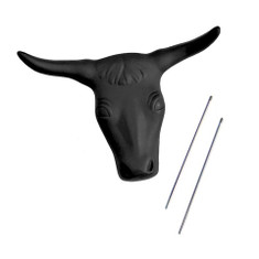 Plastic Steer Head Roping Dummy with two 14" metal hay bale spikes

Color: Black