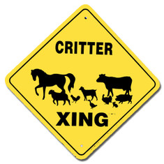 Critter Barnyard Xing / 12"x12" / Yellow & Black