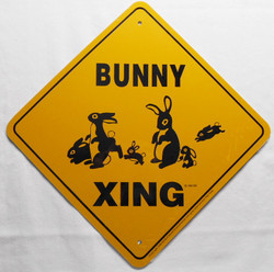 Bunny Xing / 12"x12" / Yellow & Black