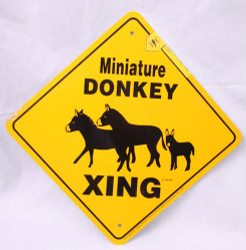 Miniature Donkey Xing / 12"x12" / Yellow & Blk